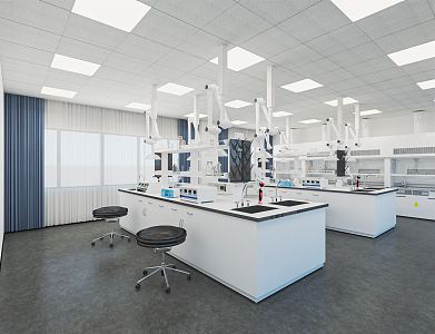 Modern Laboratory School Chemistry Laboratory Physics Laboratory Tables and Chairs Experimental Equipment 3d model