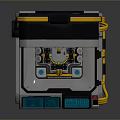 3D Mechanical Device Model With Gray Yellow Blue Accents Platform And Control Interface