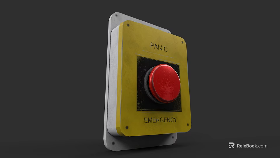 Emergency Panic Switch Panel with Red Button for Safety Alert System 3d model 