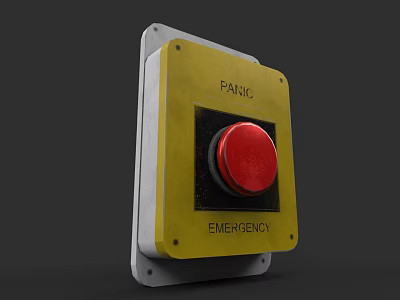 Emergency Panic Switch Panel with Red Button for Safety Alert System 3d model