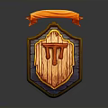 Decorative Wooden Shield Featuring Orange Ribbon And Central Tool Motif