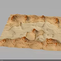 White Paper Terrain Model with Undulating Surface and Yellow Elevated Features 3d model