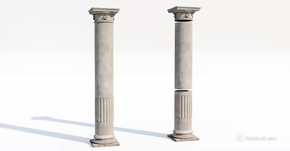 Classical Stone Columns With Decorative Capitals Fluted Design And Historic Style 3d model