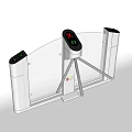 Public Facility Turnstile Gate With White Body Red Green Indicators And Metal Bars