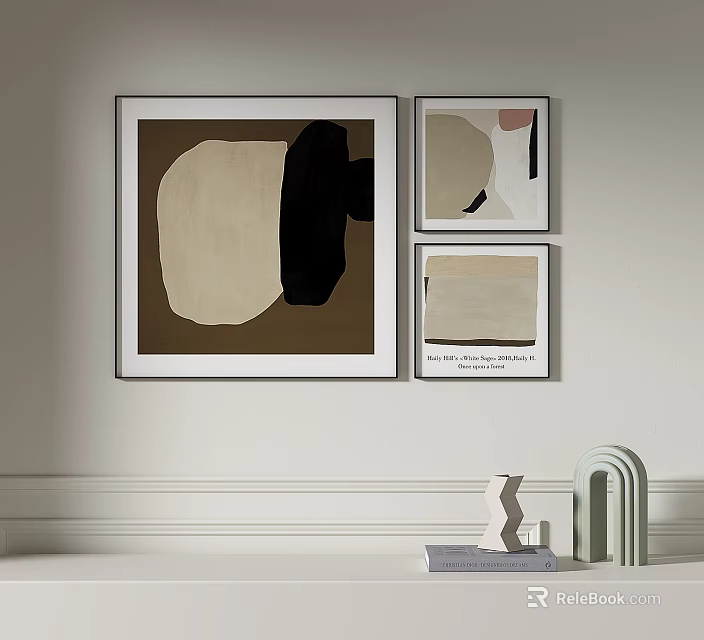 Abstract Wall Art With Neutral Tones And Modern Geometric Decor On White Wall 3d model 