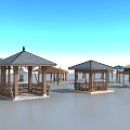 Various Small Architectural Pavilion Models With Different Roof Styles And Materials 3d model