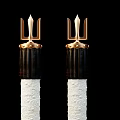 Exquisite Pillars With Golden Trident Tops And White Carved Bases