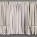 Simple Modern Beige Curtains With Sheer Layer And Pleated Hem For Window Interior 3d model