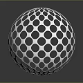 Silver Hollow Sphere With Patterned Circular Holes And Reflection On Dark Background 3d model