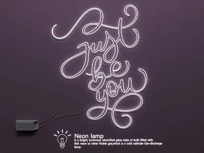 Neon Lighting Combination Featuring Handwritten Just Be You Design And White Glow 3d model