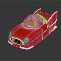 Red Retro Concept Car With Streamlined Design Transparent Canopy And Green Headlights