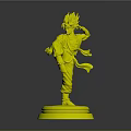Orange Haired Anime Character In Blue Top Red Pants Kicking Pose On Green Base Figure