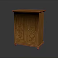 Wooden Entryway Side Cabinet With Carved Double Doors And Storage Design