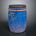 Hardware Tools Blue Storage Bucket With Black Lid Orange Rim And Metal Handle