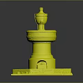 Traditional Stone Fountain With Multi Tiered Design Square Base And Decorative Top Structure