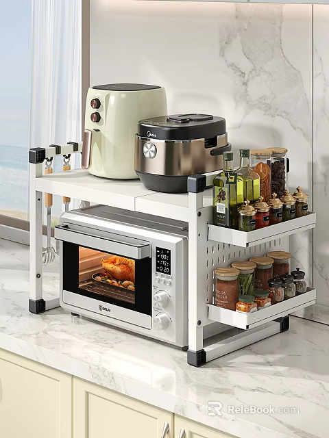 Kitchen Countertop Storage Rack Holding Oven Appliances And Spices 3d model 