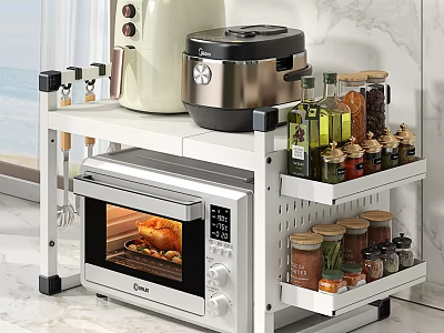 Kitchen Countertop Storage Rack Holding Oven Appliances And Spices 3d model
