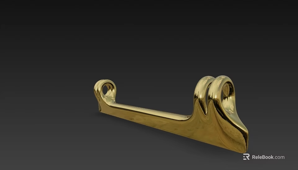 Modern Golden Decorative Ornament Set With Curved Design And Shiny Surface 3d model 