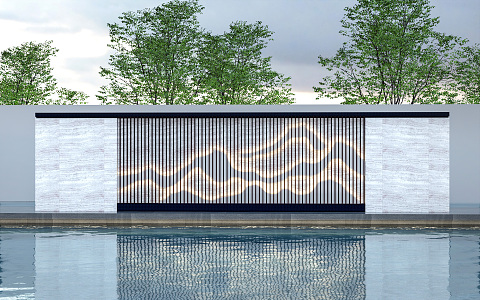 Modern landscape wall Landscape wall Enclosure background wall Photo wall Grid landscape wall 3d model