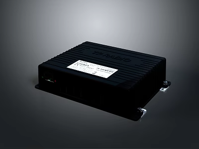 Black Electronic Device Module With Heat Sink Design And Mounting Brackets 3d model