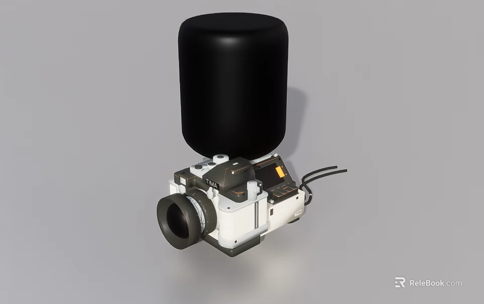 Smart Machine Structure With Black Top White Main Body And Connected Cables 3d model 