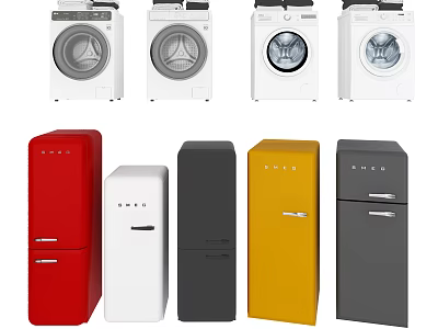 Modern Design Refrigerators and Freezers in Red White Black Yellow Gray for Kitchen Use 3d model