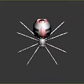Red Spider 3D Rendered Model With Eight Legs Segmented Body On Gray Background