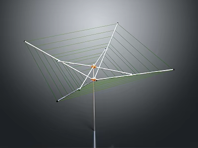 Metal Frame Antenna Featuring Green Lines Central Orange Component And Support Pole 3d model