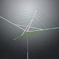 Metal Frame Antenna Featuring Green Lines Central Orange Component And Support Pole 3d model