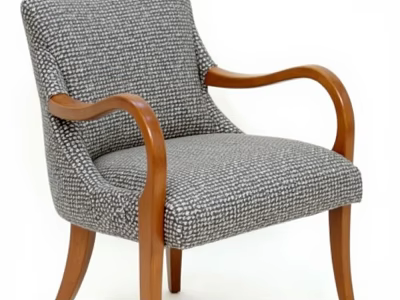 Modern Accent Chair With Gray Woven Fabric Wooden Armrests And Legs 3d model