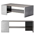 Modern Coffee Table With Cracked Texture Surface And Open Shelf Design 3d model