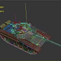 Green Military Tank Vehicle Featuring Long Cannon Multiple Antennas And Metal Tracks