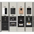 Various Styles And Colors Of Kitchen Appliances Including Coffee Machines And Ovens Neatly Arranged