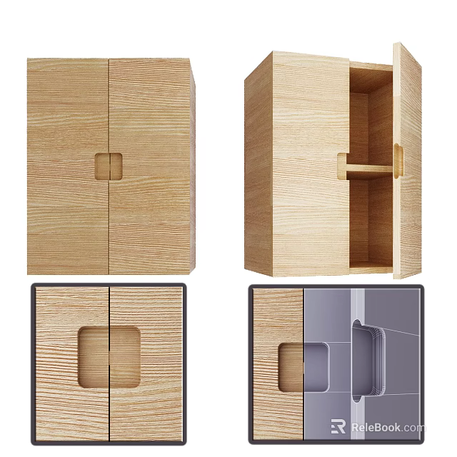 Modern Wooden Wardrobe Interior Design With Open And Closed Doors And Shelves 3d model 