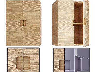 Modern Wooden Wardrobe Interior Design With Open And Closed Doors And Shelves 3d model