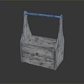 Rustic White Wooden Handheld Storage Basket With Natural Wood Grain Design