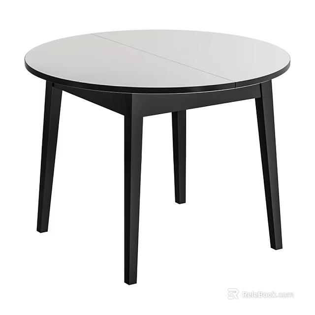 Round Foldable Functional Table With White Tabletop And Black Legs For Small Spaces 3d model
