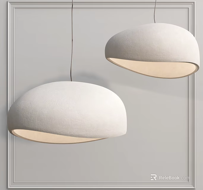 Minimalist Modern Hemispherical Pendant Lights With Soft Fabric Shade And Warm Glow 3d model 