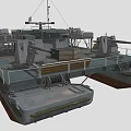 Detailed 3D Warship Model With Turrets Deck Antenna And Weapon Systems