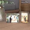Elegant Decorative Ornament Set With Crystal Photo Frames Featuring Wedding Couple