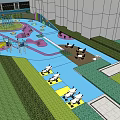 Modern Garden Landscape Design with Green Elements and High Rise Buildings