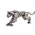 Silver Metal Mechanical Leopard Sculpture With Gear Joints And Robot Design