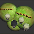 Three Adorable Little Sheep One Black Two White Standing On Green Grass With Wooden Fence