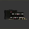 Black Hard Shell Weapon Cases Stacked With Red Labels And Yellow Bullets Around 3d model