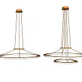 Modern Circular Ring Pendant Lights With Metal Frame Hanging In Interior Space 3d model