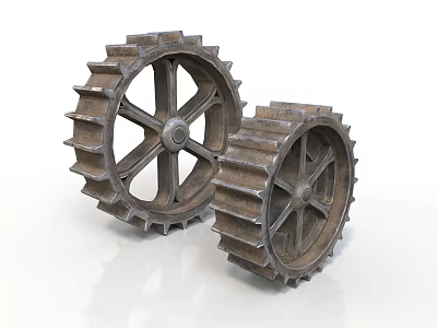 Industrial Metal Gear Equipment Featuring Two Large Spur Gears With Mechanical Teeth And Durable Structure 3d model