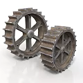 Industrial Metal Gear Equipment Featuring Two Large Spur Gears With Mechanical Teeth And Durable Structure