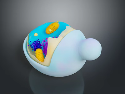 Detailed Organ Internal Structure With Yellow Hair like Fibers And Blue Purple Components 3d model