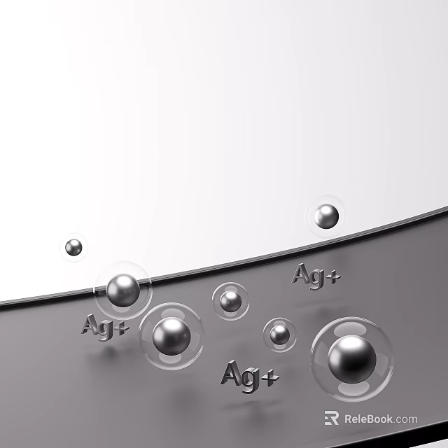 Silver Ions Ag+ With Spherical Particles In Scientific Illustration 3d model