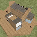 Modern Wooden Architecture Design With Multi Level Roofs Outdoor Seating Grass Landscape